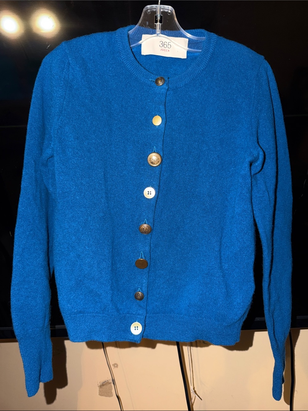 365 JUCCA Blue Button-Up Cardigan 100% Wool